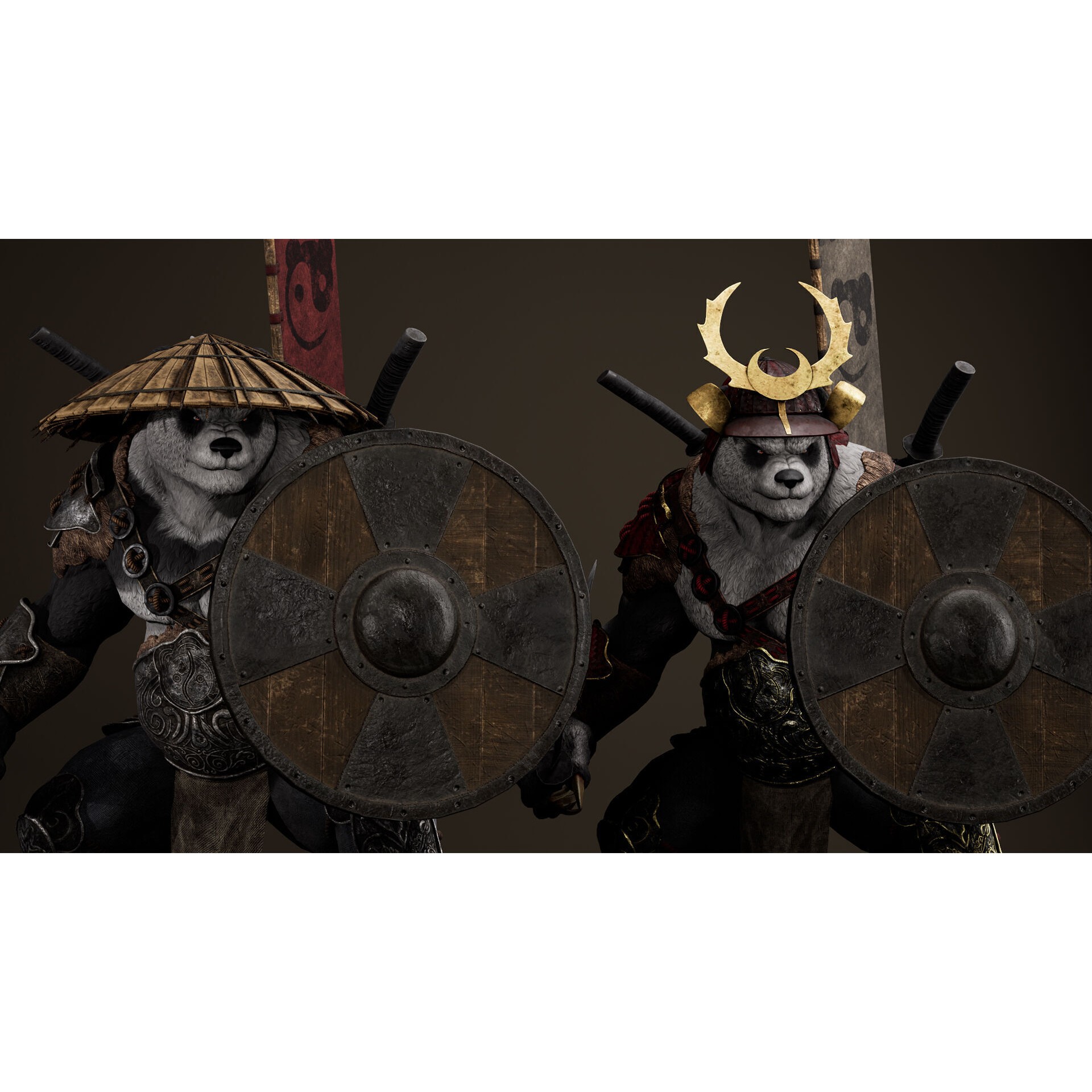 Panda Samurai - Low-Poly Game-Ready 3D Model - View 27