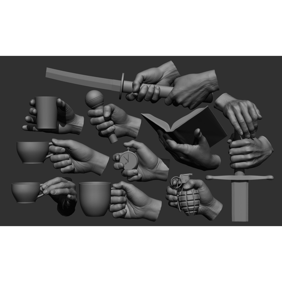Male Hand Poses 3D Model – Realistic High Poly Collection, FBX & OBJ - View 4