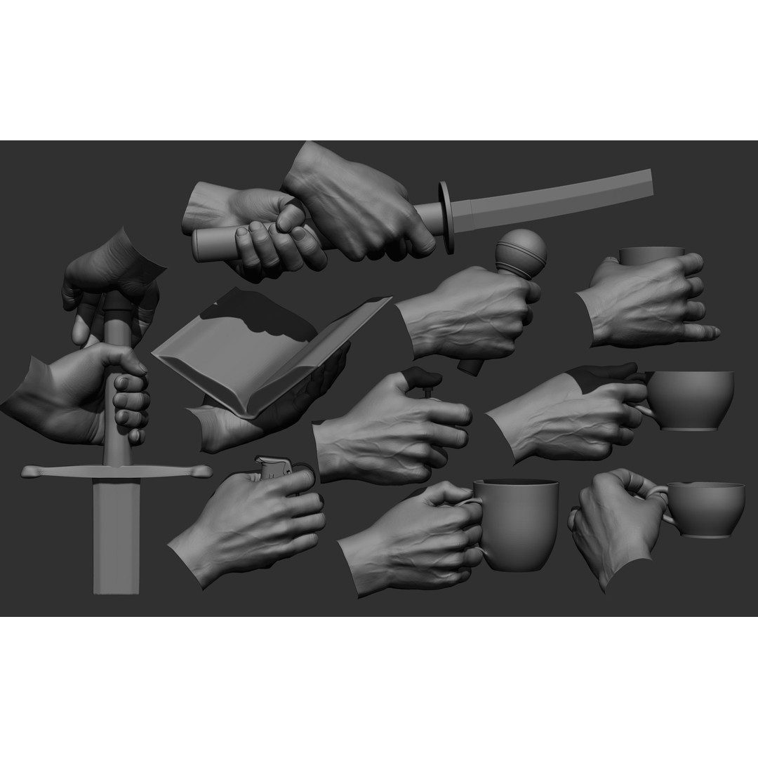 Male Hand Poses 3D Model – Realistic High Poly Collection, FBX & OBJ - View 5