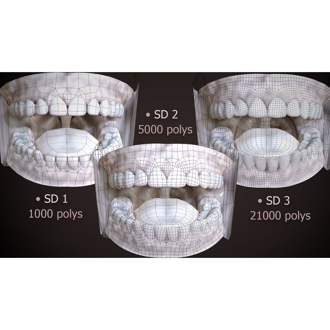 Great Teeth Collection 3D Model – Low-Poly Character Mouth, FBX & OBJ - View 33