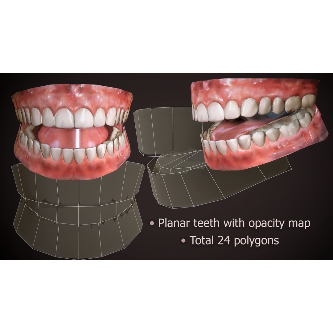 Great Teeth Collection 3D Model – Low-Poly Character Mouth, FBX & OBJ - View 34