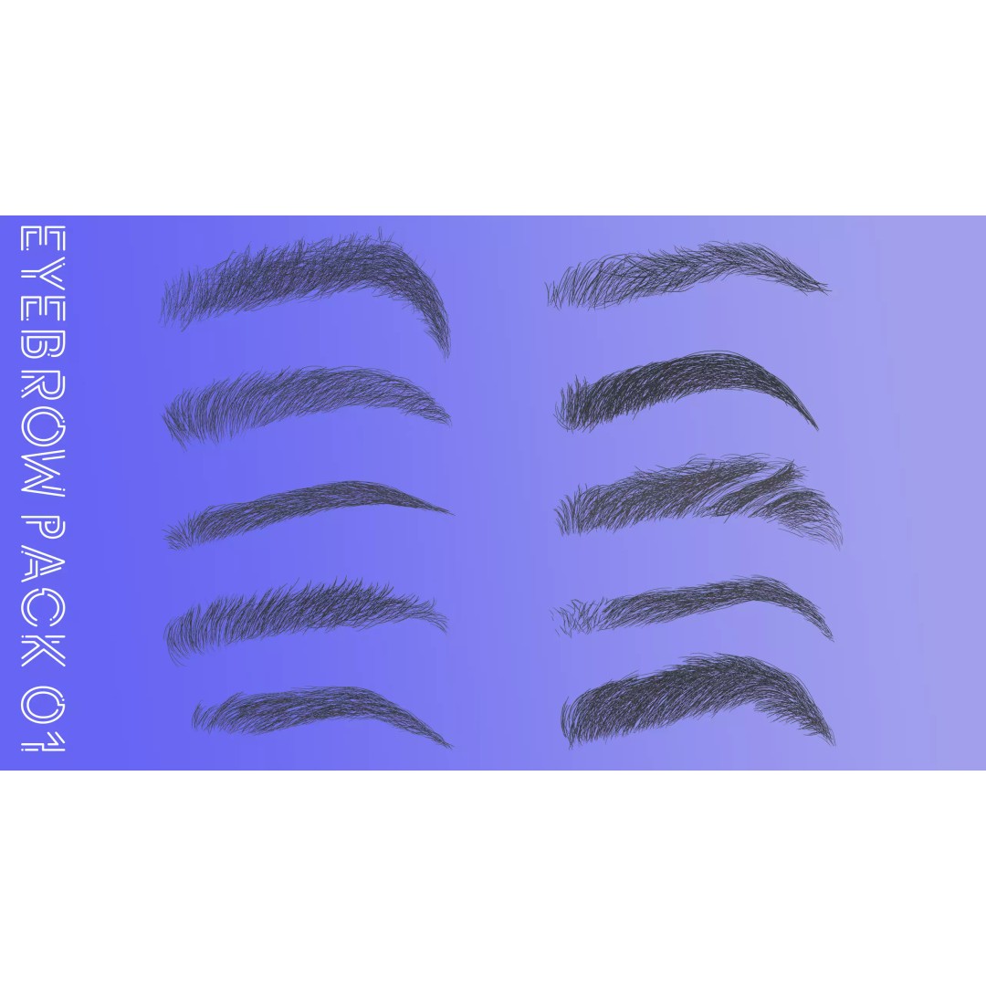 Eyebrow Pack 3D Model – Low Poly Character Asset, FBX & Blender Formats - View 2