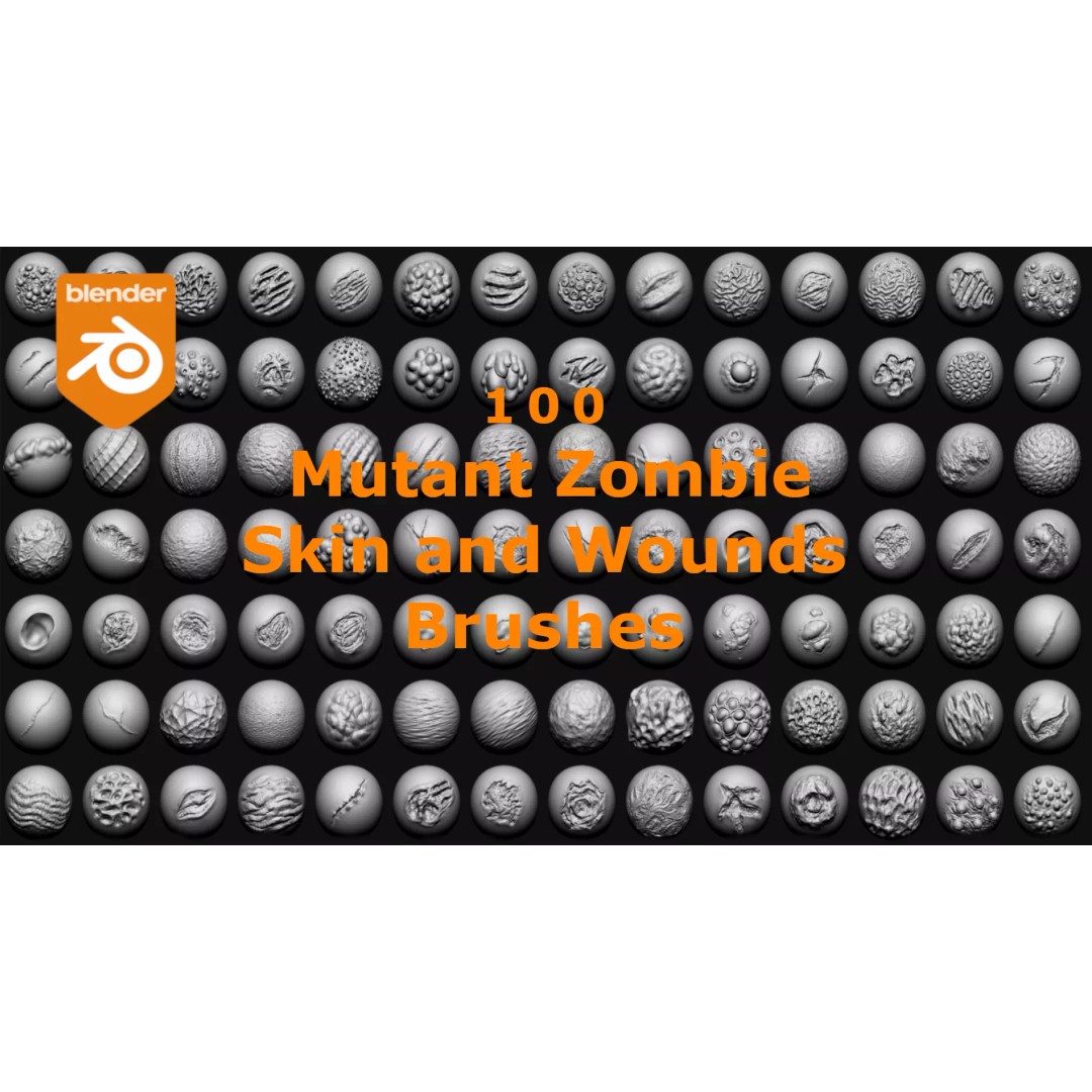 Mutant Zombie Skin and Wounds Brushes 3D Model – Blender Sculpting Tools - View 2