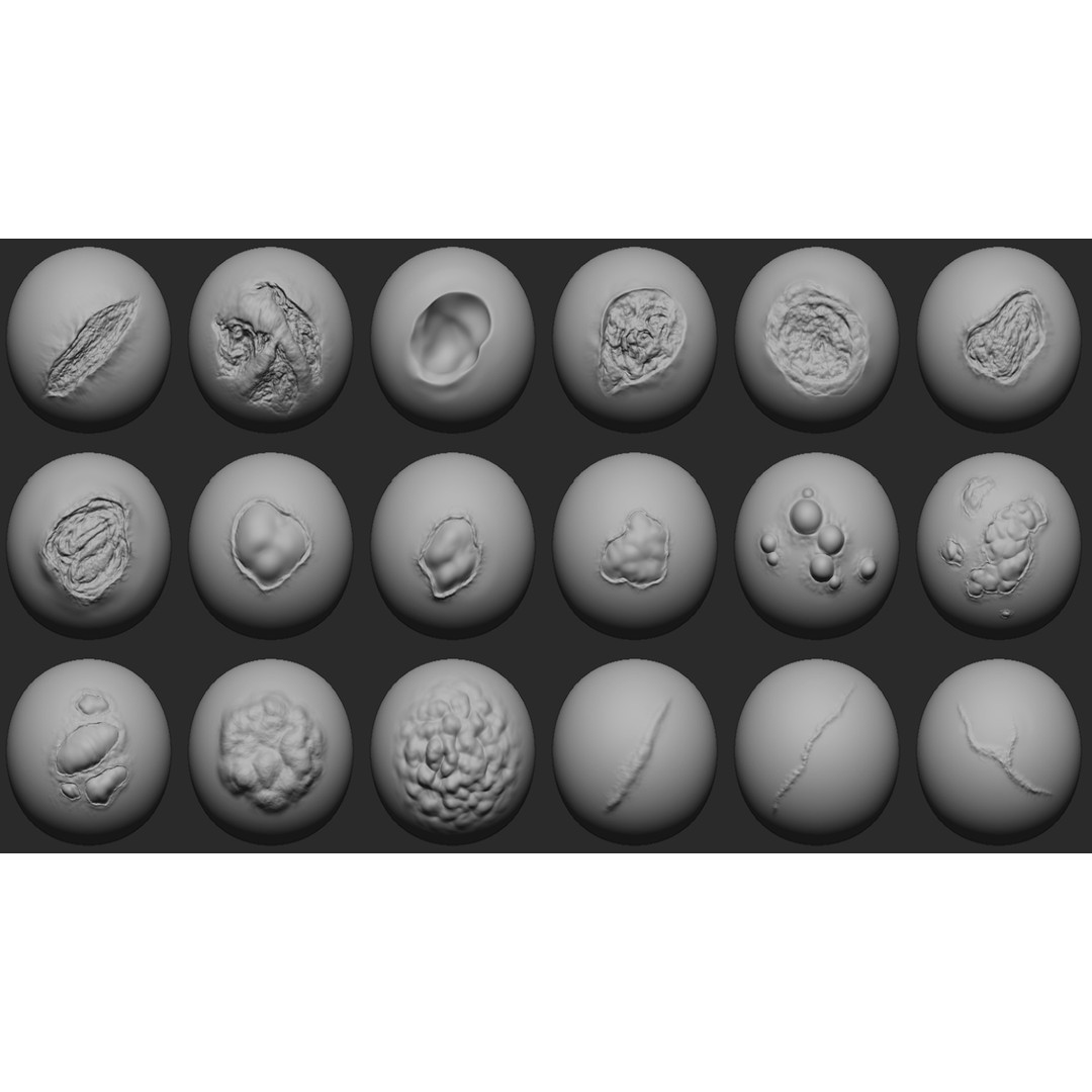 Mutant Zombie Skin and Wounds Brushes 3D Model – Blender Sculpting Tools - View 5