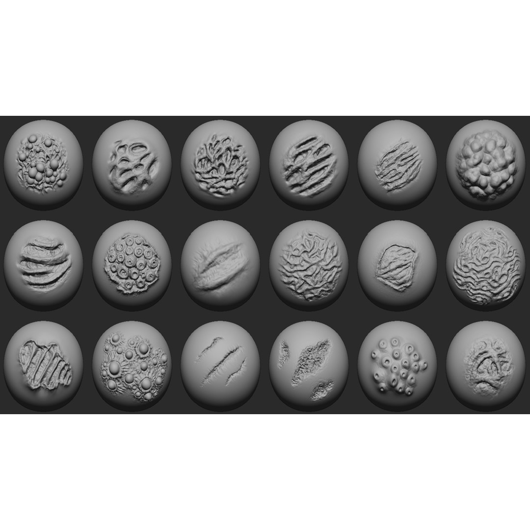 Mutant Zombie Skin and Wounds Brushes 3D Model – Blender Sculpting Tools - View 8