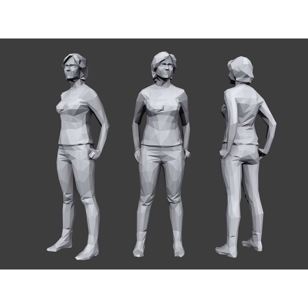 Casual Characters 3D Model – Low Poly Stylized Pack for Archviz - View 3
