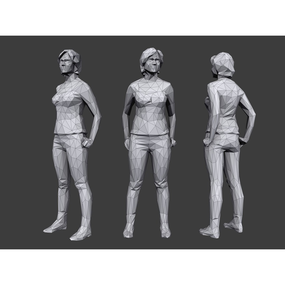 Casual Characters 3D Model – Low Poly Stylized Pack for Archviz - View 4
