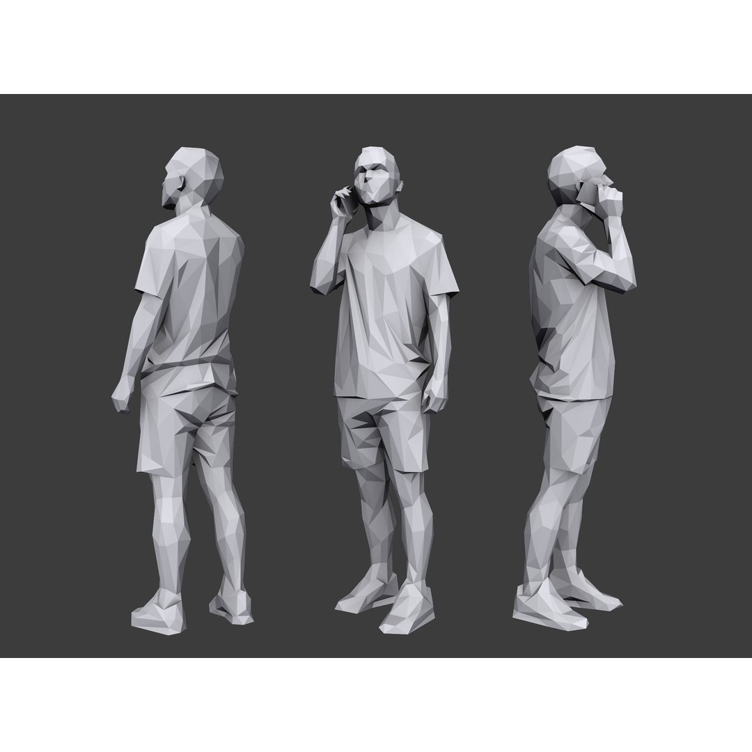 Casual Characters 3D Model – Low Poly Stylized Pack for Archviz - View 5