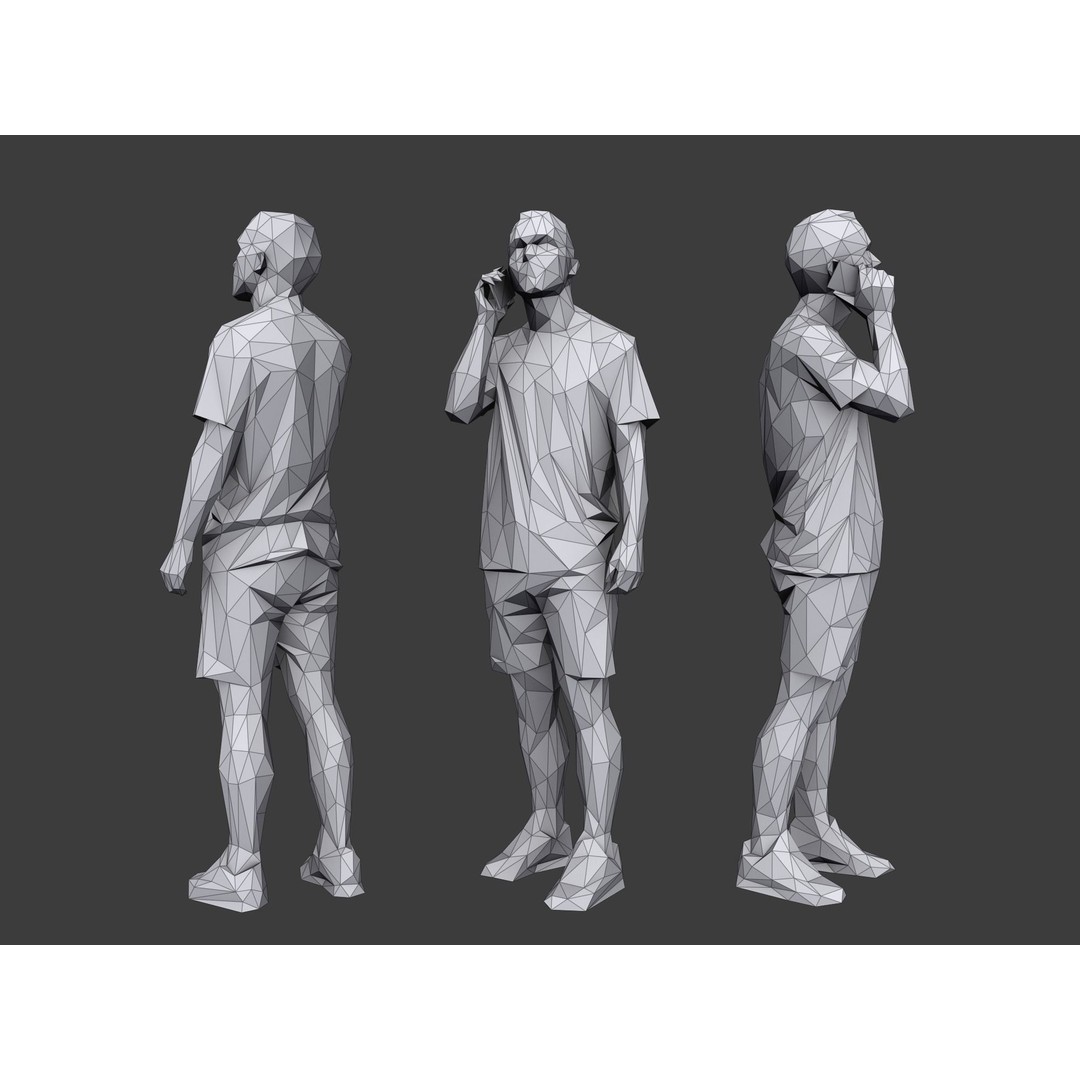 Casual Characters 3D Model – Low Poly Stylized Pack for Archviz - View 6