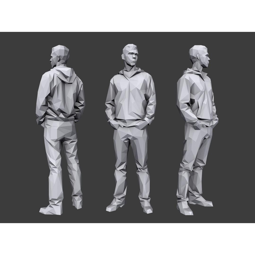 Casual Characters 3D Model – Low Poly Stylized Pack for Archviz - View 7