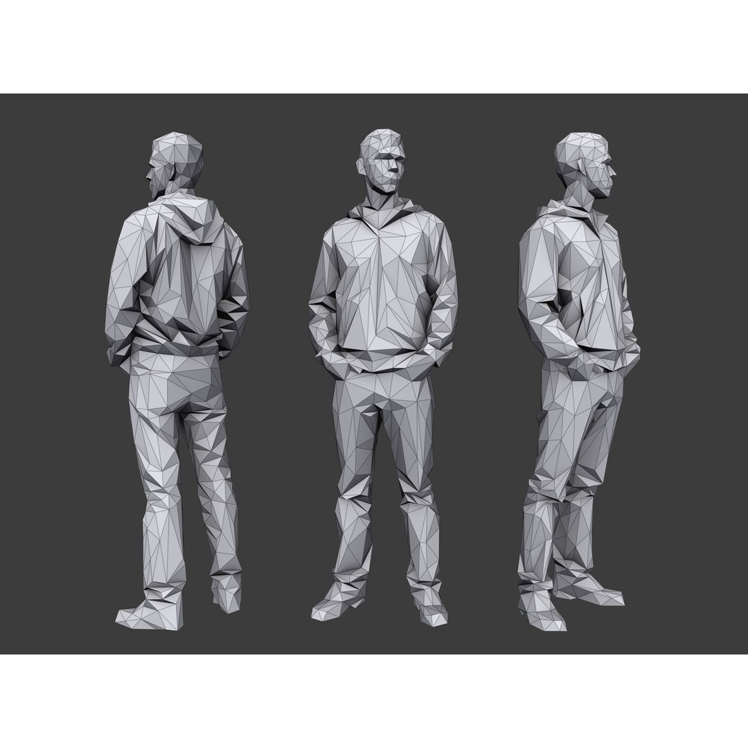 Casual Characters 3D Model – Low Poly Stylized Pack for Archviz - View 8