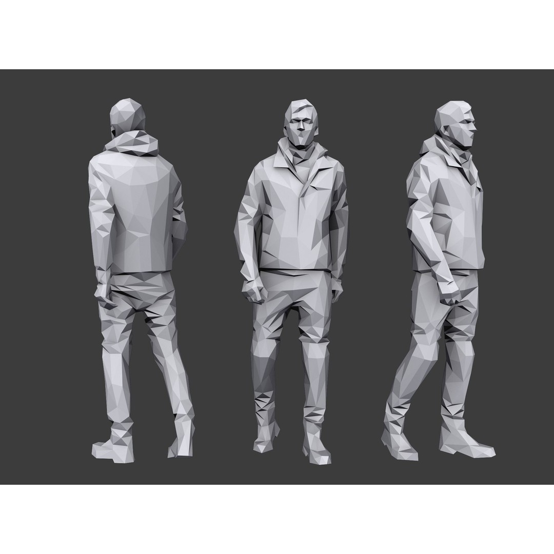 Casual Characters 3D Model – Low Poly Stylized Pack for Archviz - View 9