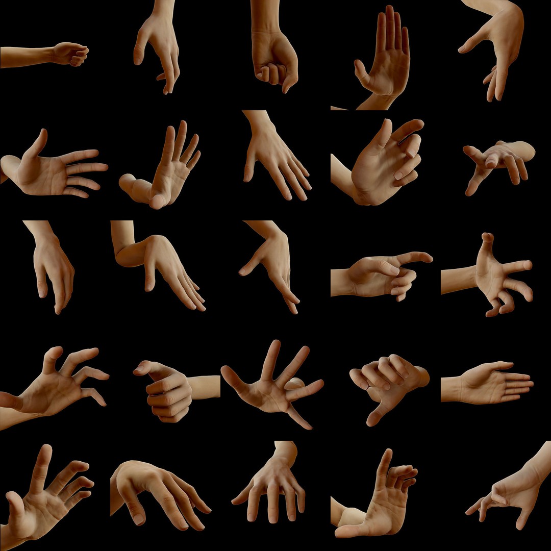 Realistic Female Arms 3D Model – Low Poly 25 Poses, OBJ & STL - View 3