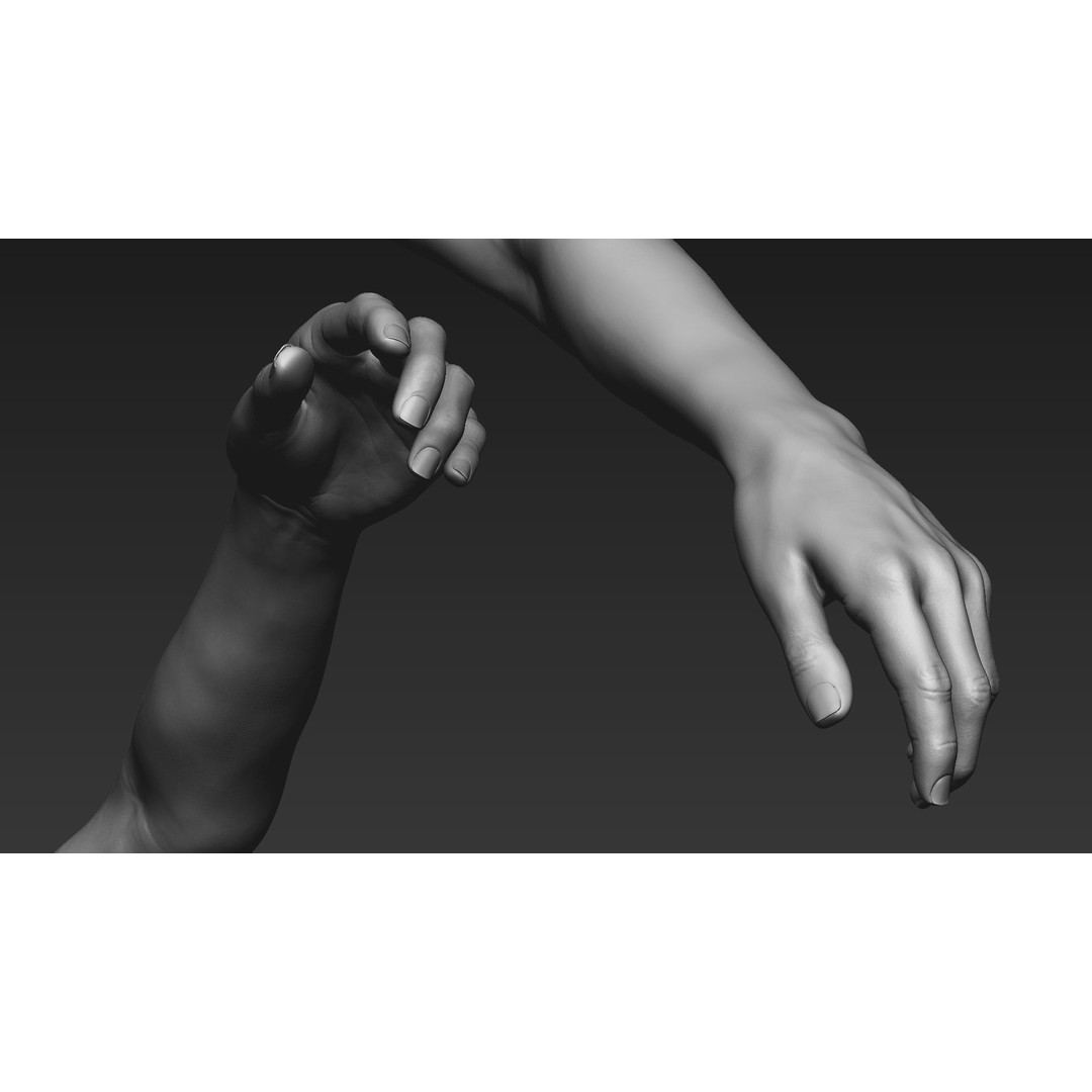 Realistic Female Arms 3D Model – Low Poly 25 Poses, OBJ & STL - View 67
