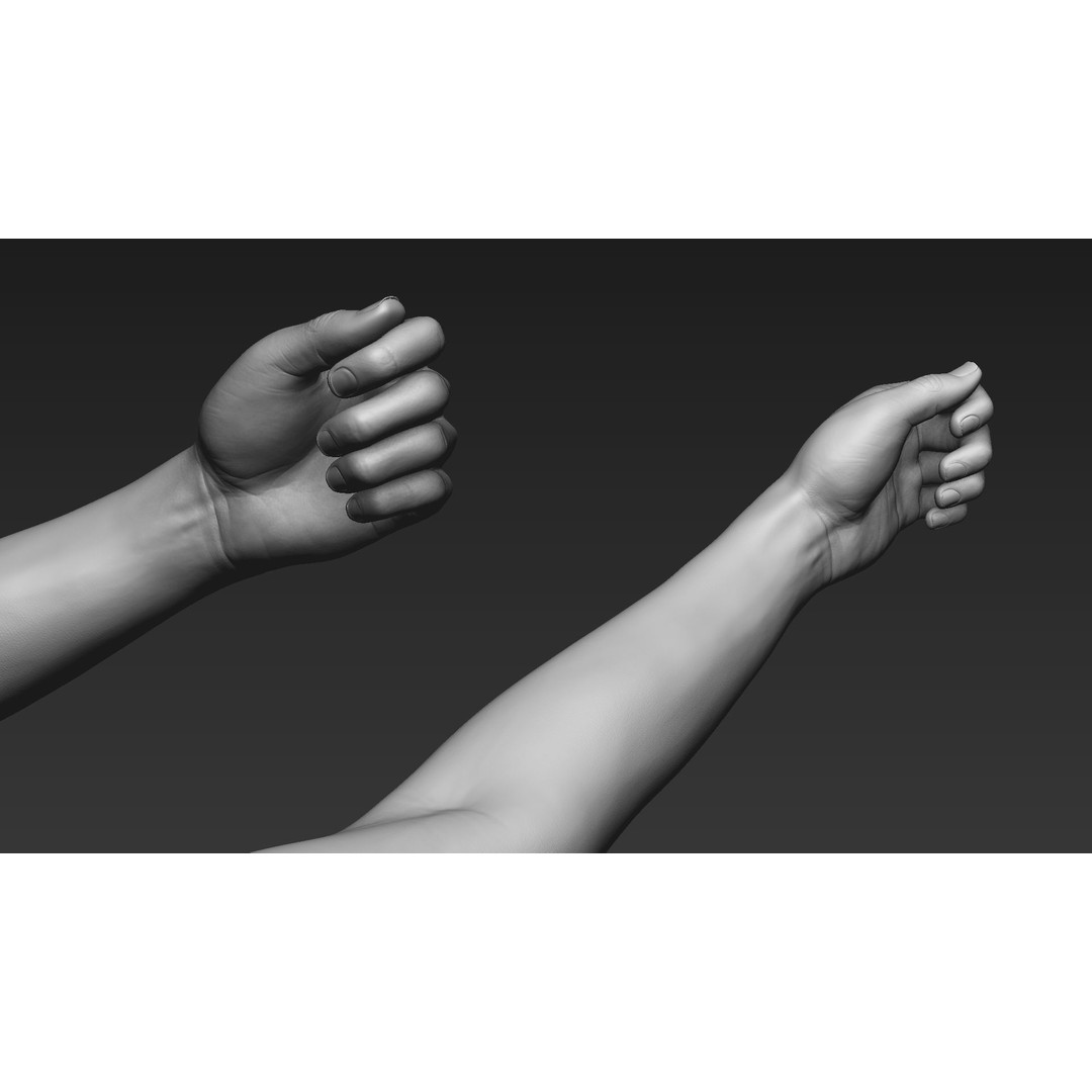 Realistic Female Arms 3D Model – Low Poly 25 Poses, OBJ & STL - View 81