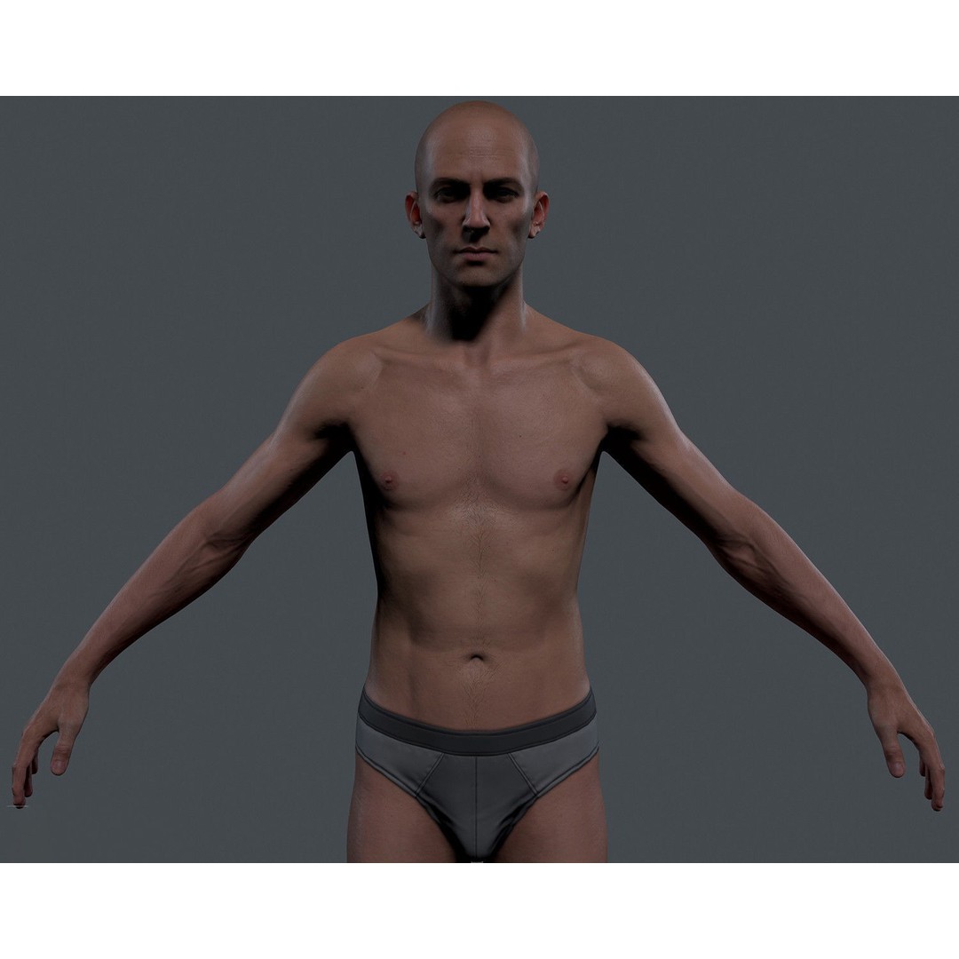 Male Body 3D Model – Low Poly Real-time Character, FBX, OBJ - View 10