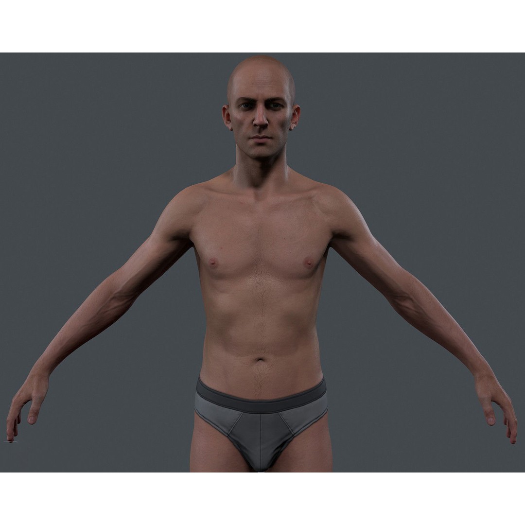 Male Body 3D Model – Low Poly Real-time Character, FBX, OBJ - View 11