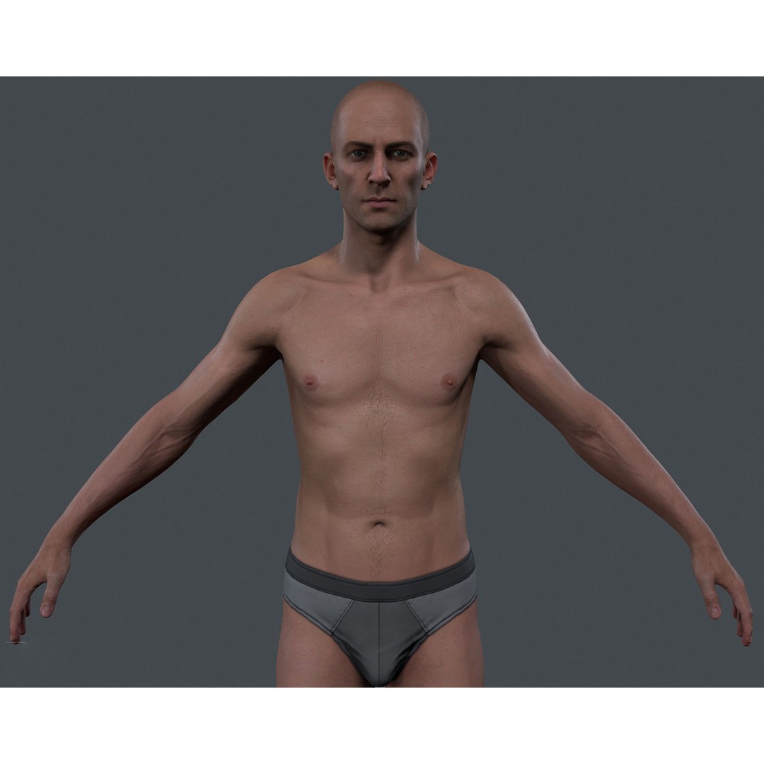 Male Body 3D Model – Low Poly Real-time Character, FBX, OBJ - View 12