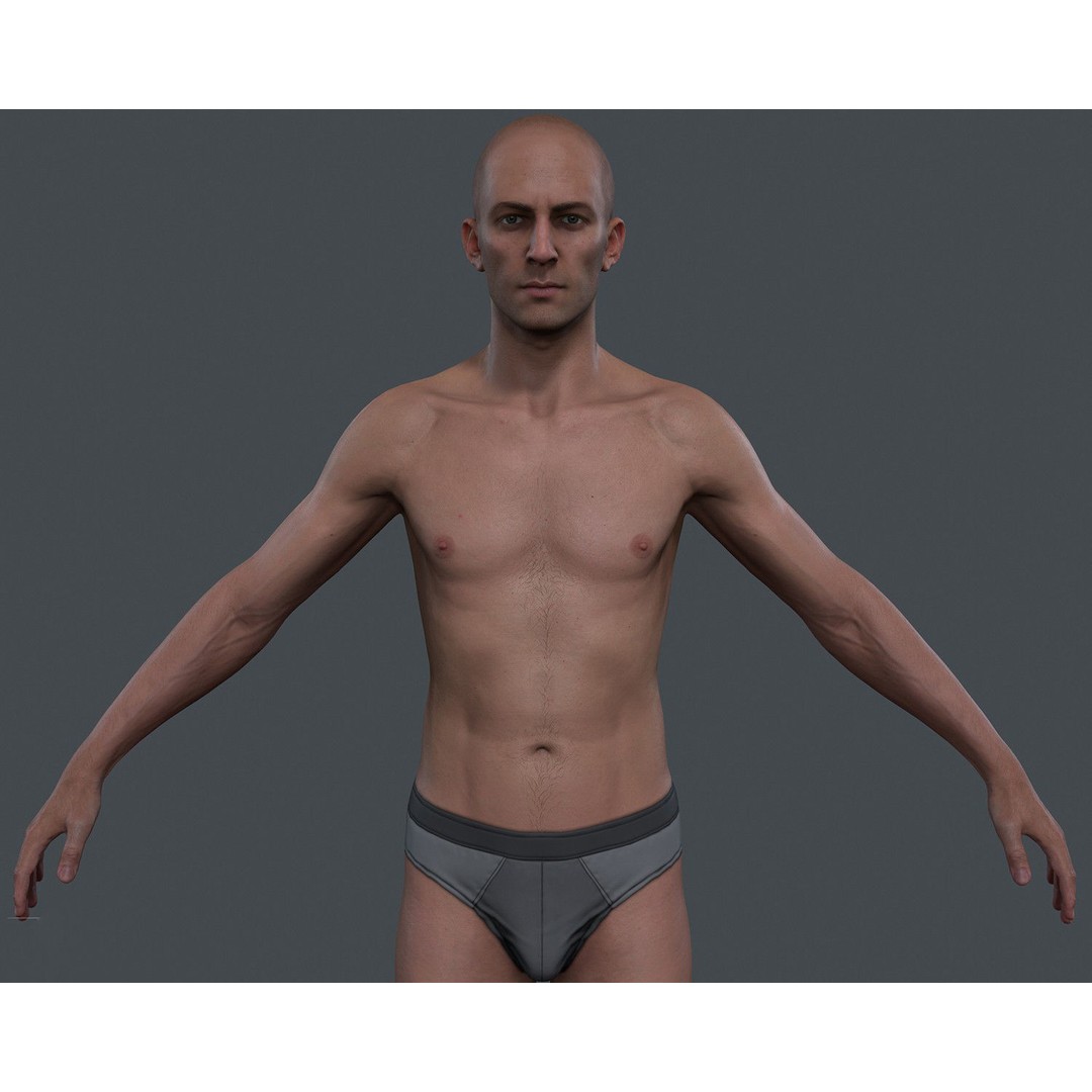 Male Body 3D Model – Low Poly Real-time Character, FBX, OBJ - View 13