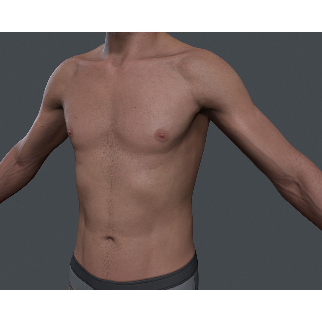 Male Body 3D Model – Low Poly Real-time Character, FBX, OBJ - View 17