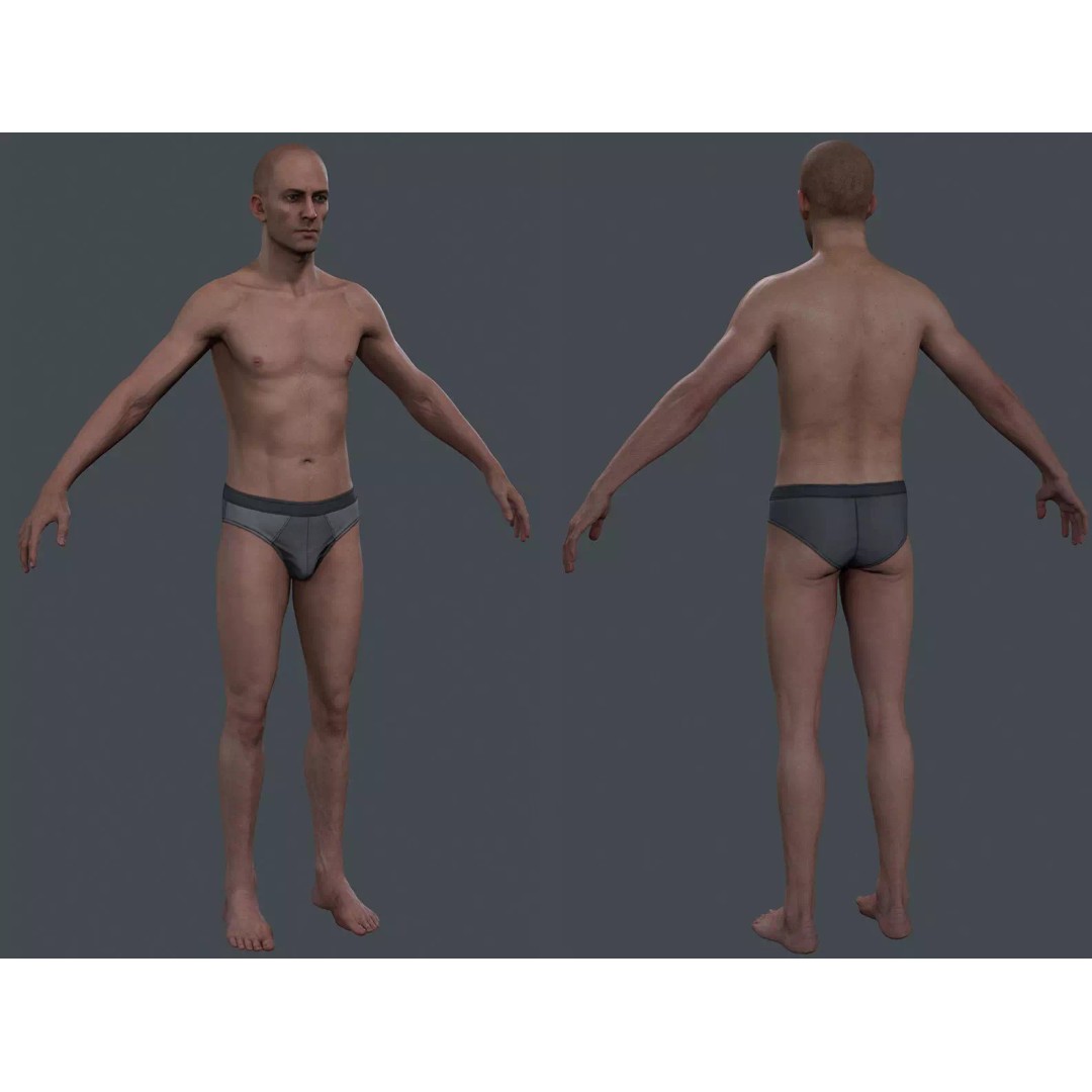Male Body 3D Model – Low Poly Real-time Character, FBX, OBJ - View 2