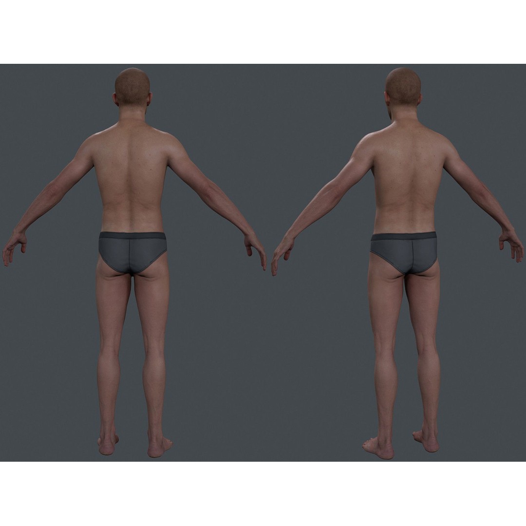 Male Body 3D Model – Low Poly Real-time Character, FBX, OBJ - View 20
