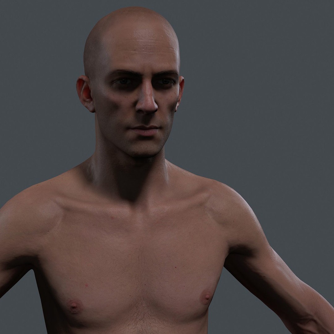 Male Body 3D Model – Low Poly Real-time Character, FBX, OBJ - View 23