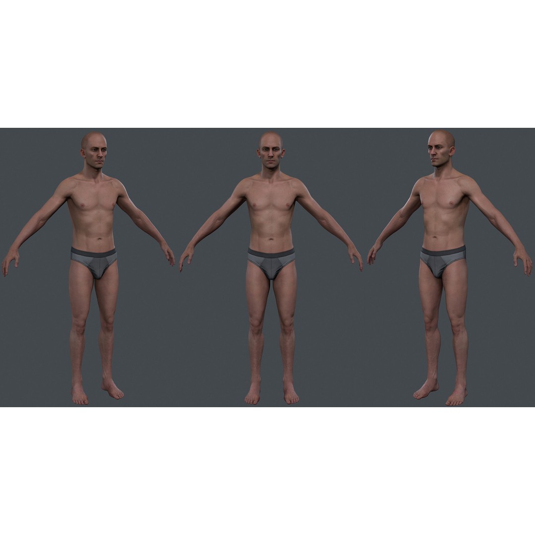 Male Body 3D Model – Low Poly Real-time Character, FBX, OBJ - View 3