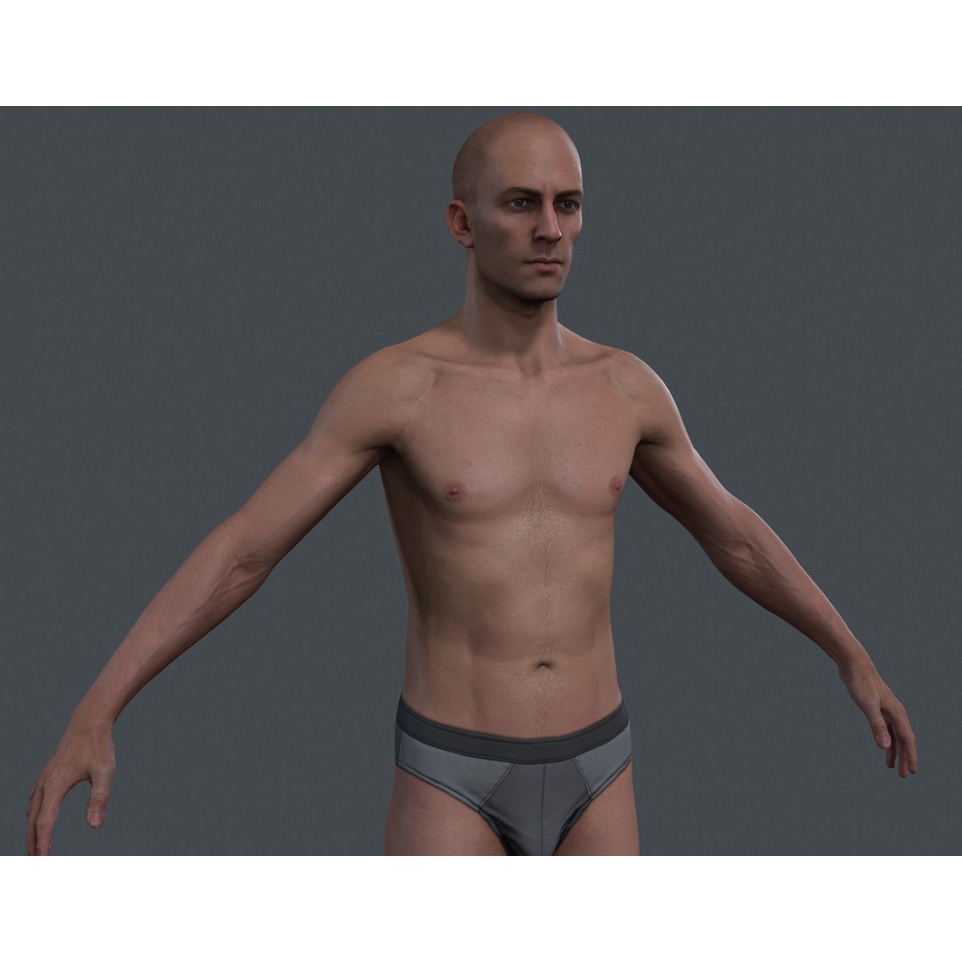 Male Body 3D Model – Low Poly Real-time Character, FBX, OBJ - View 9