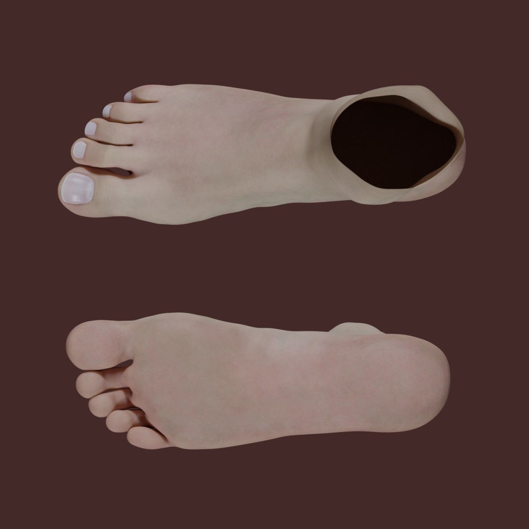 Woman Foot 3D Model – Low Poly Character Anatomy, FBX & PBR Textures - View 5