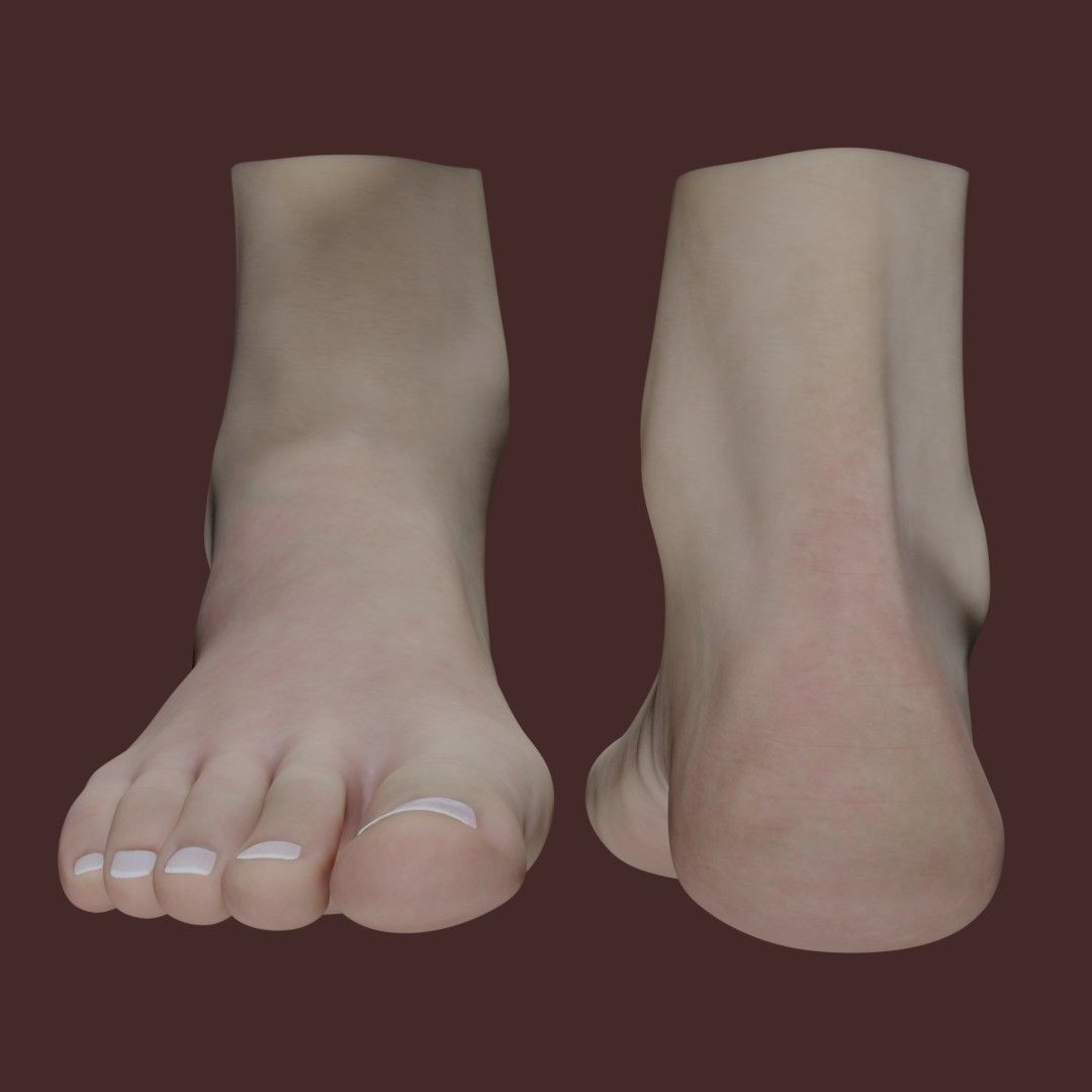 Woman Foot 3D Model – Low Poly Character Anatomy, FBX & PBR Textures - View 6