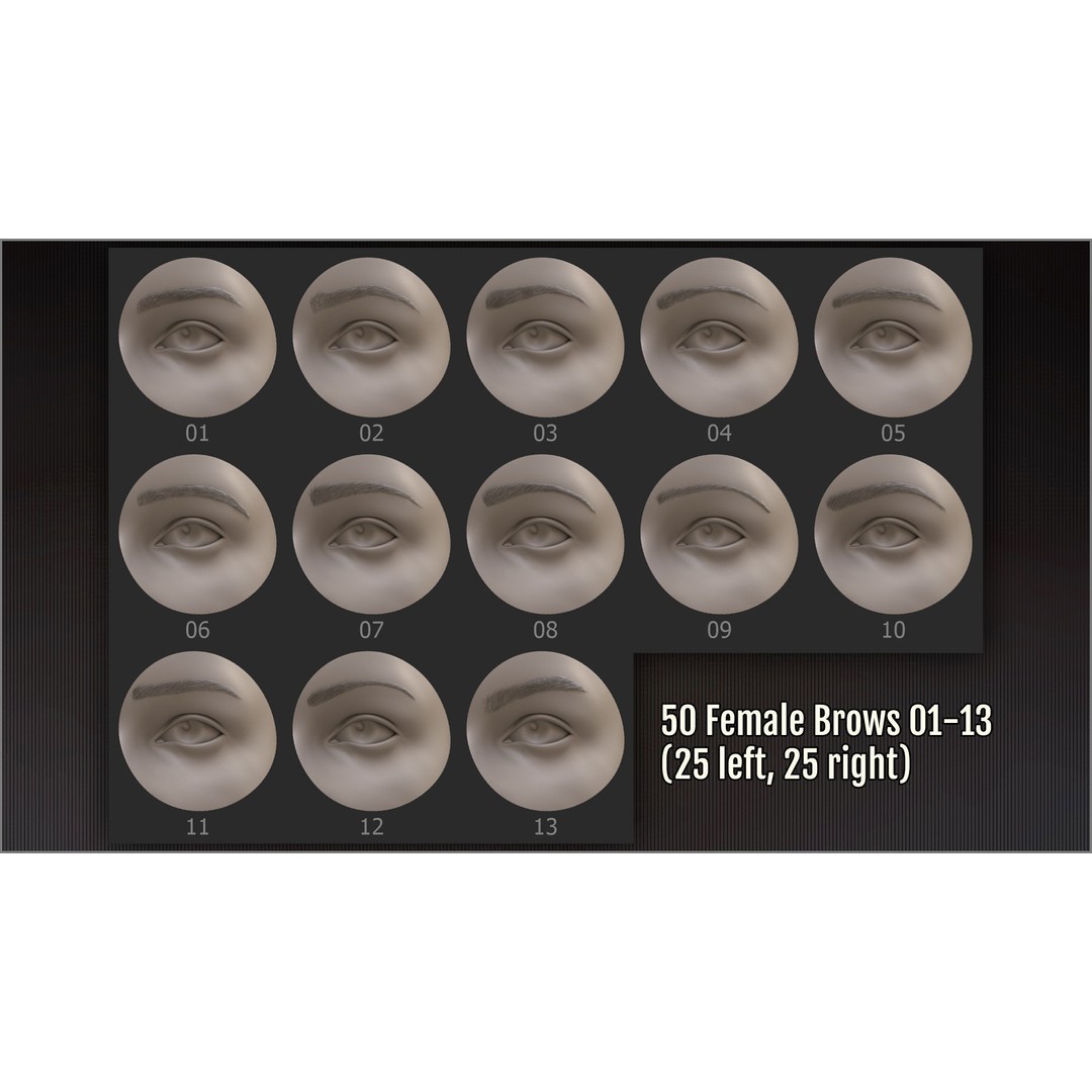 Eyebrows Maker 3D Model – ZBrush Brushes & OBJ Set for Characters - View 4