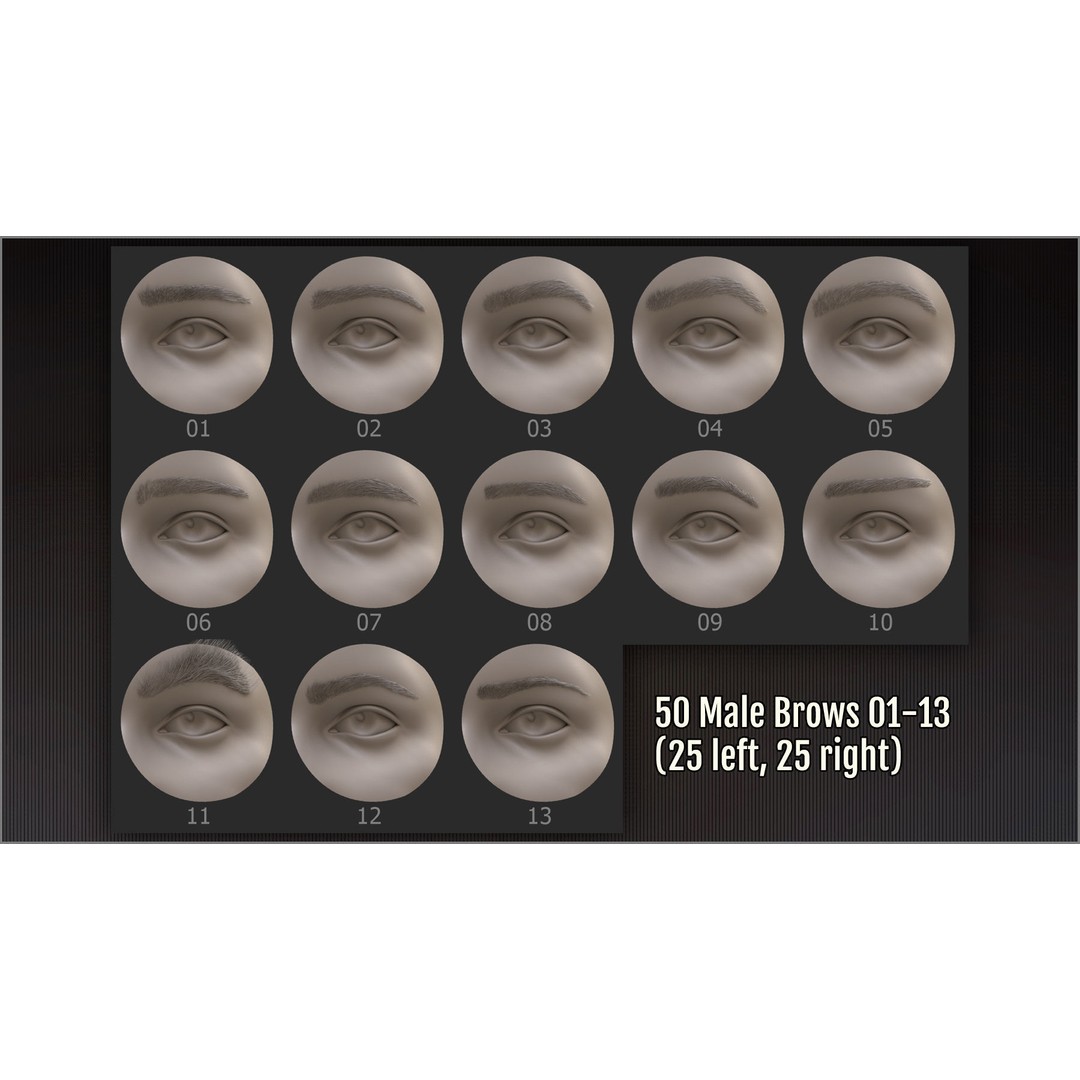Eyebrows Maker 3D Model – ZBrush Brushes & OBJ Set for Characters - View 6