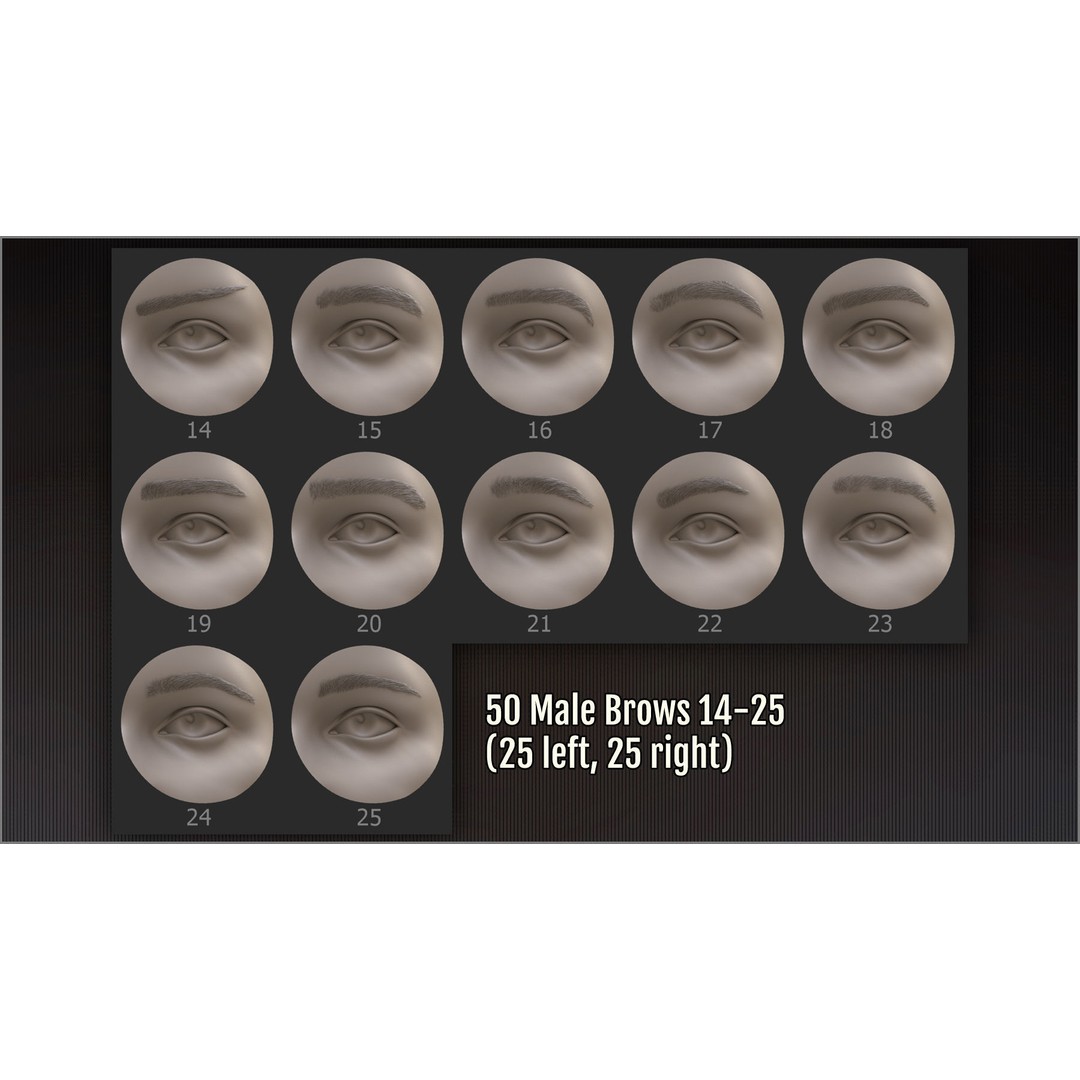 Eyebrows Maker 3D Model – ZBrush Brushes & OBJ Set for Characters - View 7