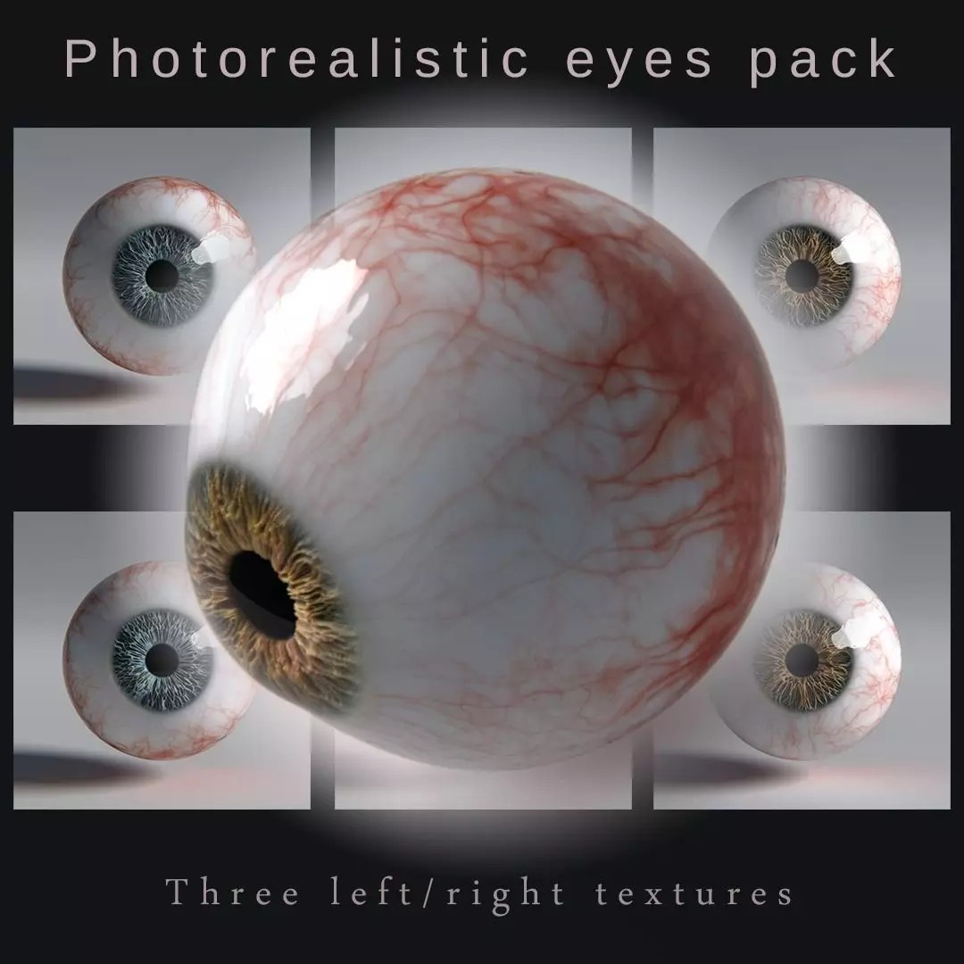 Photorealistic Human Eyes 3D Model – Low Poly Rigged Asset for Blender & V-Ray - View 2