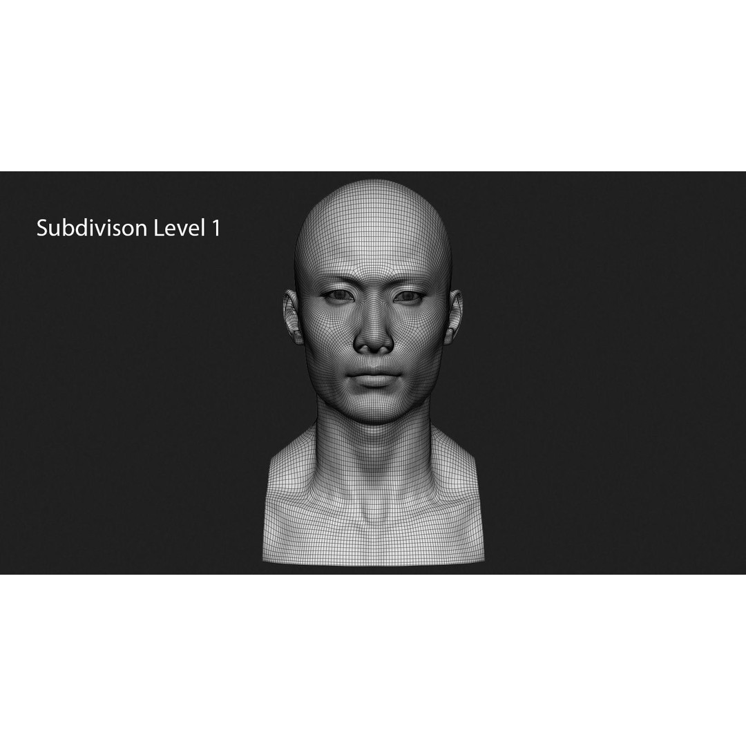 Asian Male Head 3D Model – High Poly Zbrush Character, OBJ Files - View 13