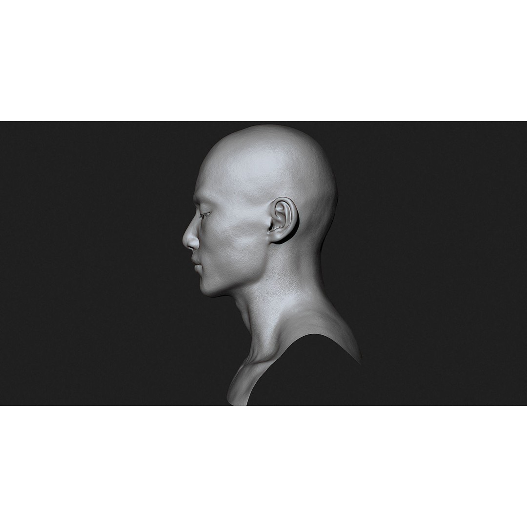 Asian Male Head 3D Model – High Poly Zbrush Character, OBJ Files - View 7