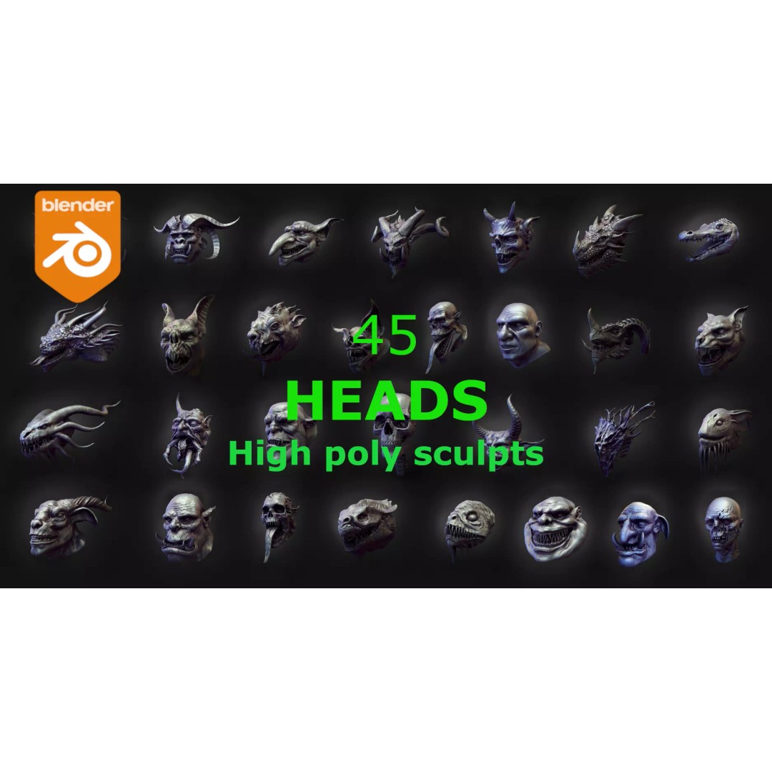 High Poly Heads 3D Model – Character Anatomy Pack for Blender - View 2
