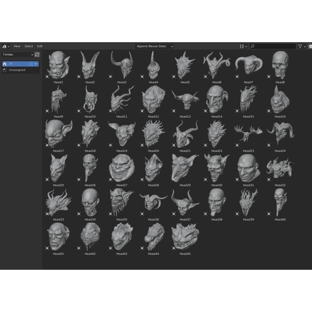 High Poly Heads 3D Model – Character Anatomy Pack for Blender - View 3
