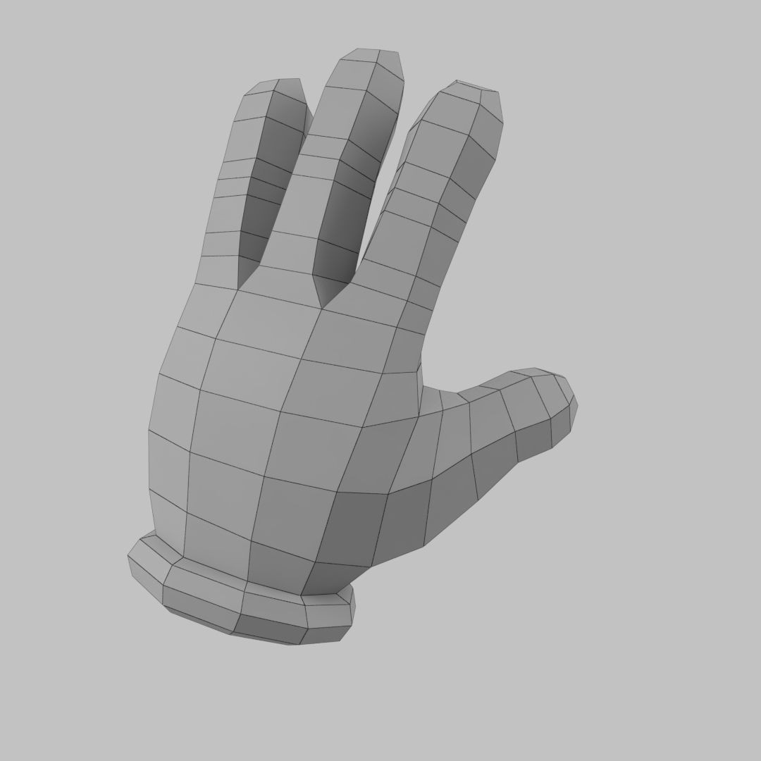 Cartoon Glove Hands 3D Model – Low Poly Character Asset, FBX, OBJ - View 15