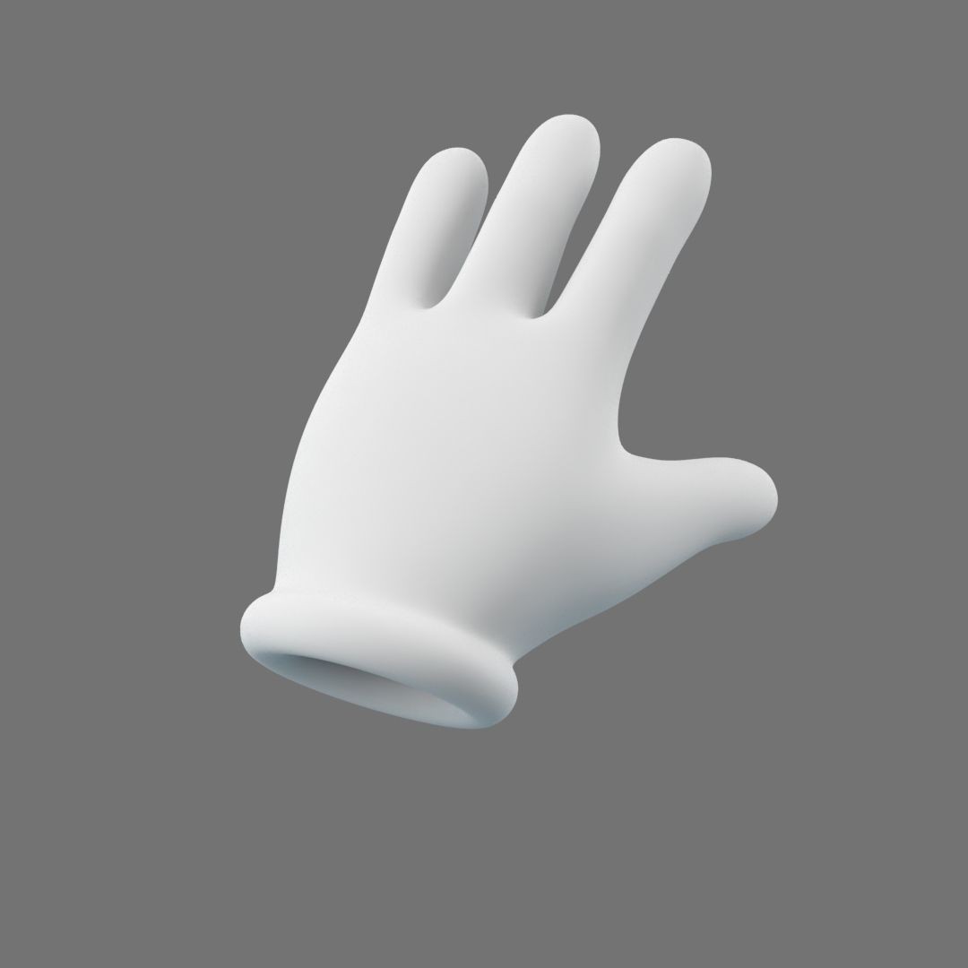 Cartoon Glove Hands 3D Model – Low Poly Character Asset, FBX, OBJ - View 3