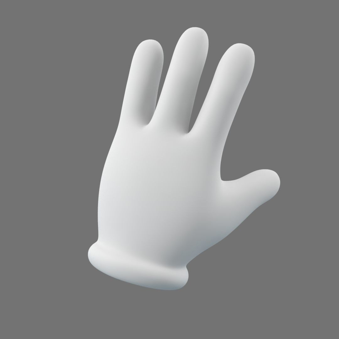 Cartoon Glove Hands 3D Model – Low Poly Character Asset, FBX, OBJ - View 4
