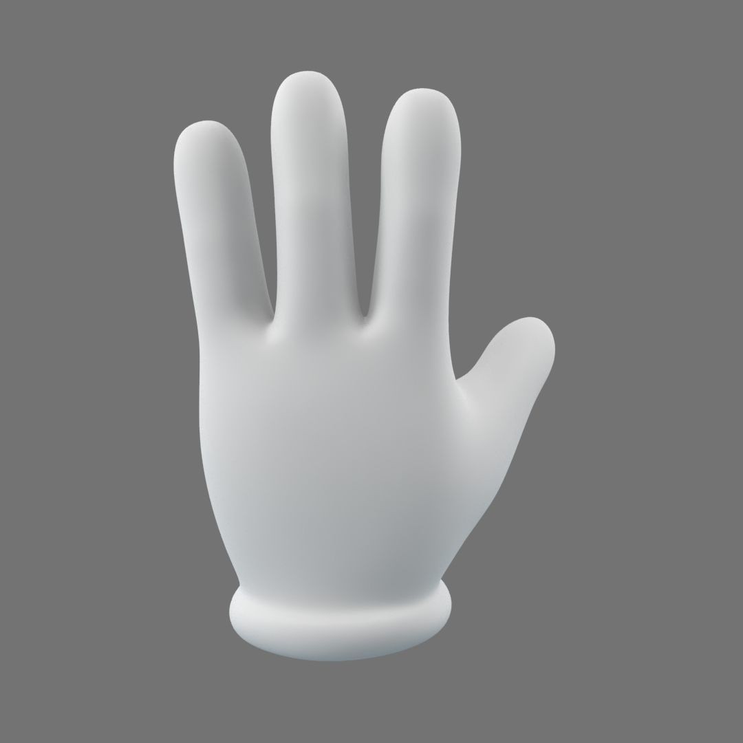 Cartoon Glove Hands 3D Model – Low Poly Character Asset, FBX, OBJ - View 5