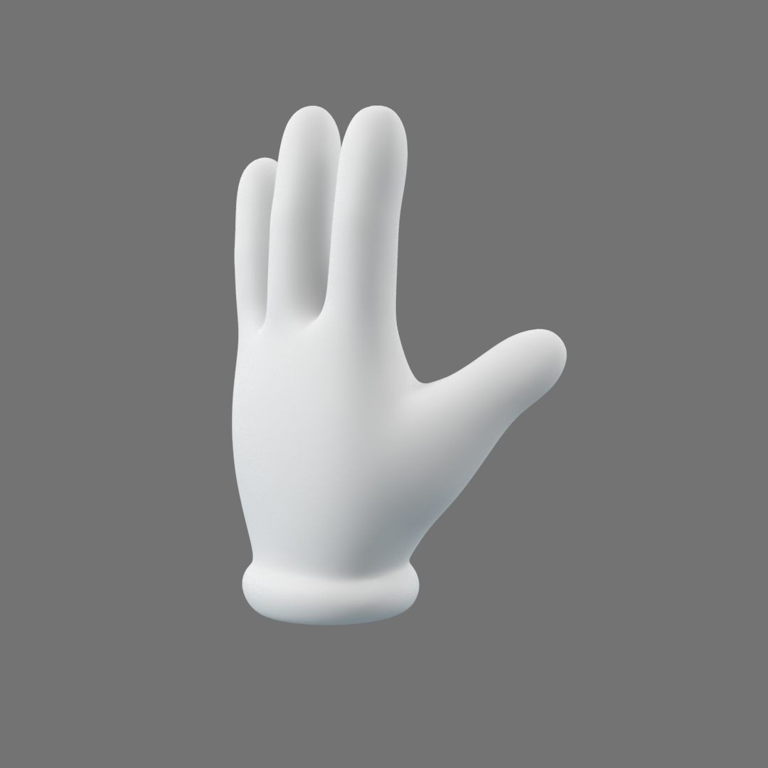 Cartoon Glove Hands 3D Model – Low Poly Character Asset, FBX, OBJ - View 6