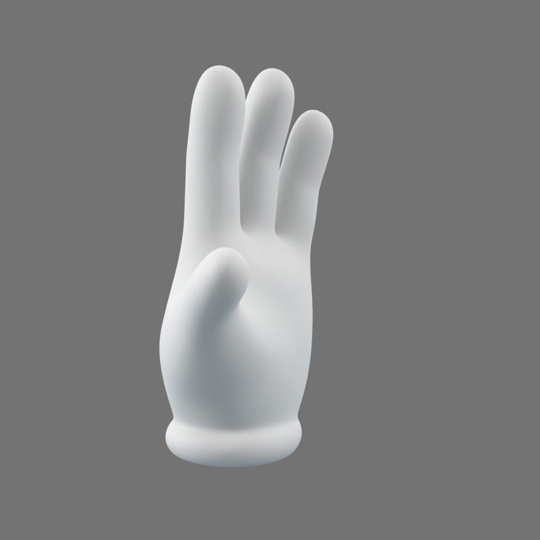 Cartoon Glove Hands 3D Model – Low Poly Character Asset, FBX, OBJ - View 7