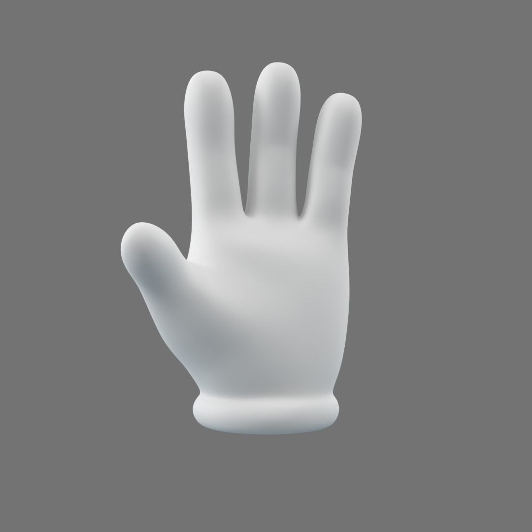 Cartoon Glove Hands 3D Model – Low Poly Character Asset, FBX, OBJ - View 8