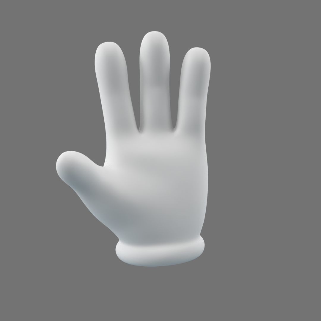 Cartoon Glove Hands 3D Model – Low Poly Character Asset, FBX, OBJ - View 9