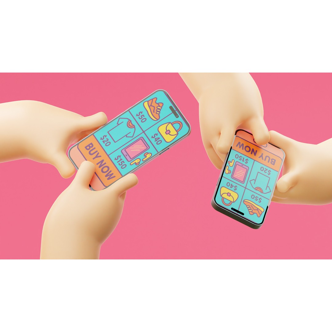 Cartoon Hands Holding Smartphone 3D Model – Low Poly Game Asset, FBX, OBJ - View 14