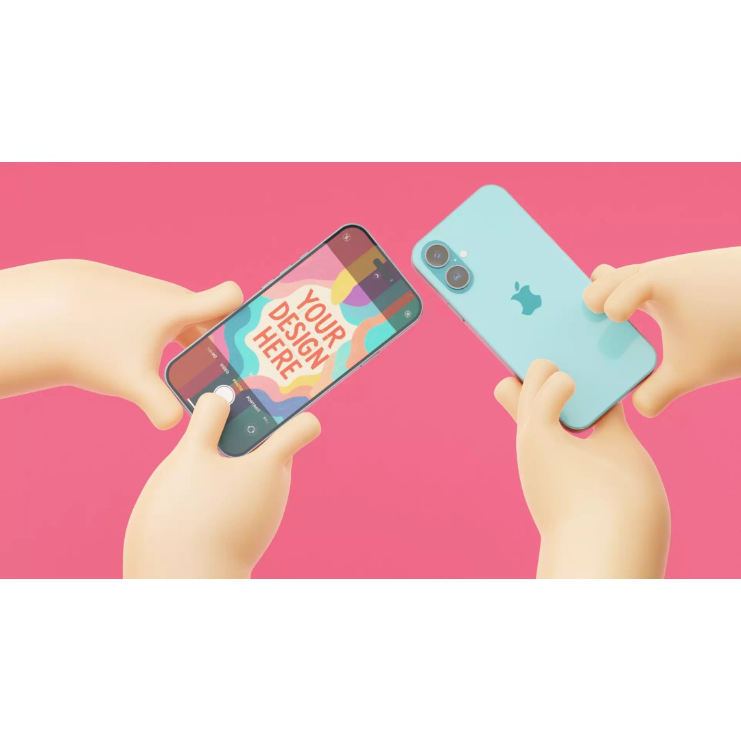 Cartoon Hands Holding Smartphone 3D Model – Low Poly Game Asset, FBX, OBJ - View 2