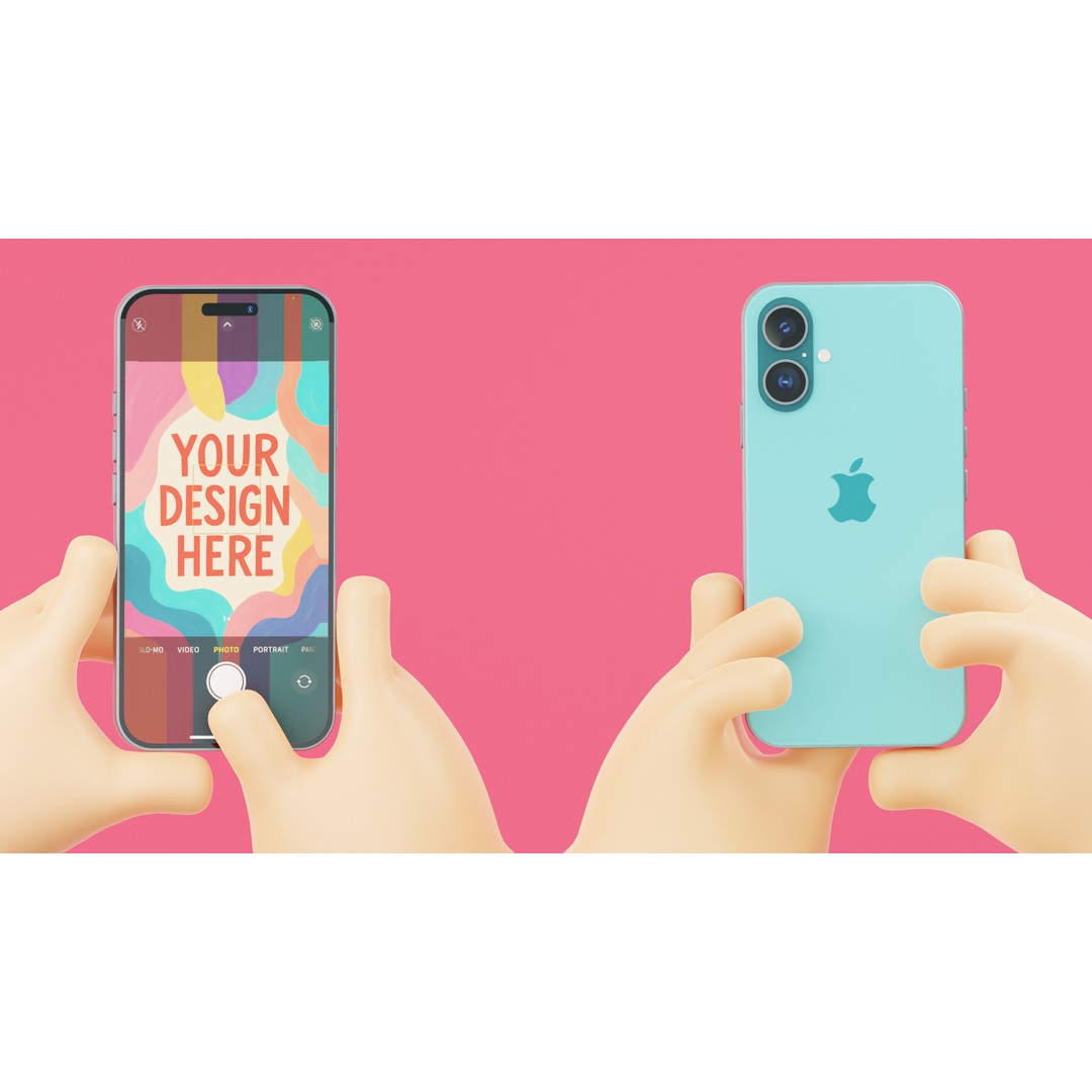 Cartoon Hands Holding Smartphone 3D Model – Low Poly Game Asset, FBX, OBJ - View 3